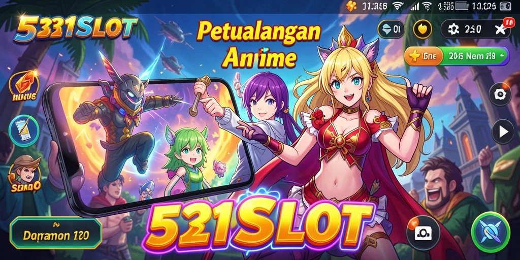Screenshot permainan 531SLOT dengan karakter Anime yang penuh warna.