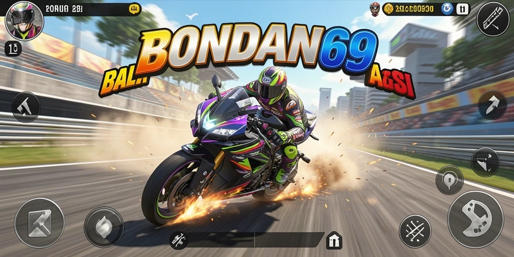 Gameplay balapan motor yang seru dan mendebarkan.