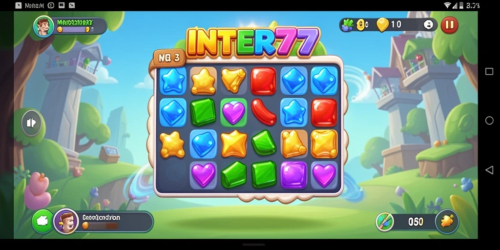 Tampilan gameplay INTER77 dengan berbagai kombinasi permata yang menarik.
