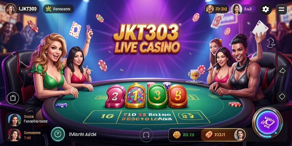 Screenshot JKT303 menunjukkan interaksi live dealer yang menarik.