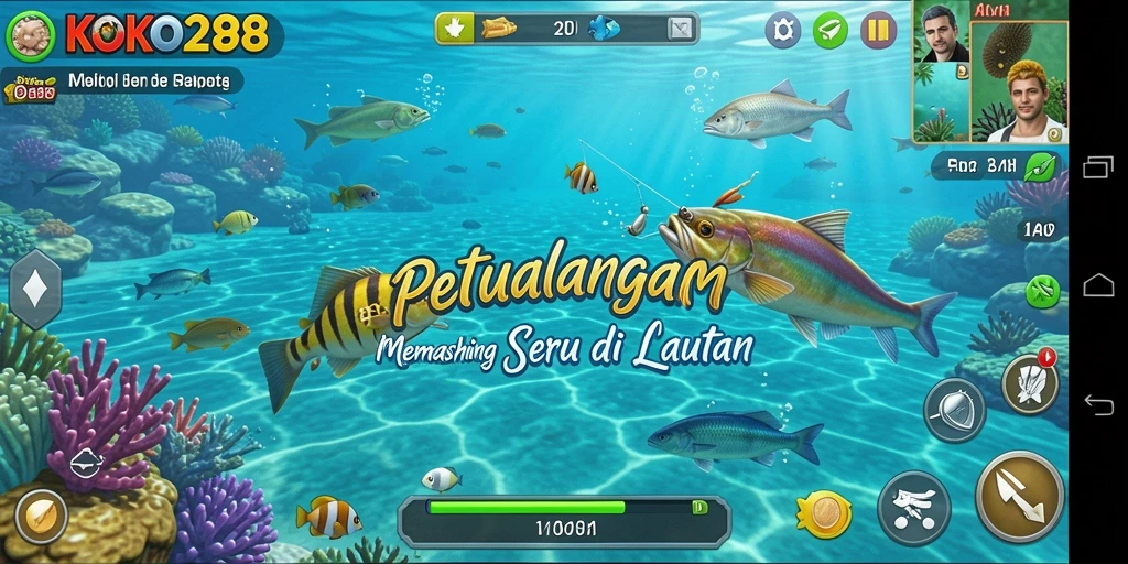 Tampilan gameplay KOKO288 yang menampilkan aktivitas memancing yang seru.
