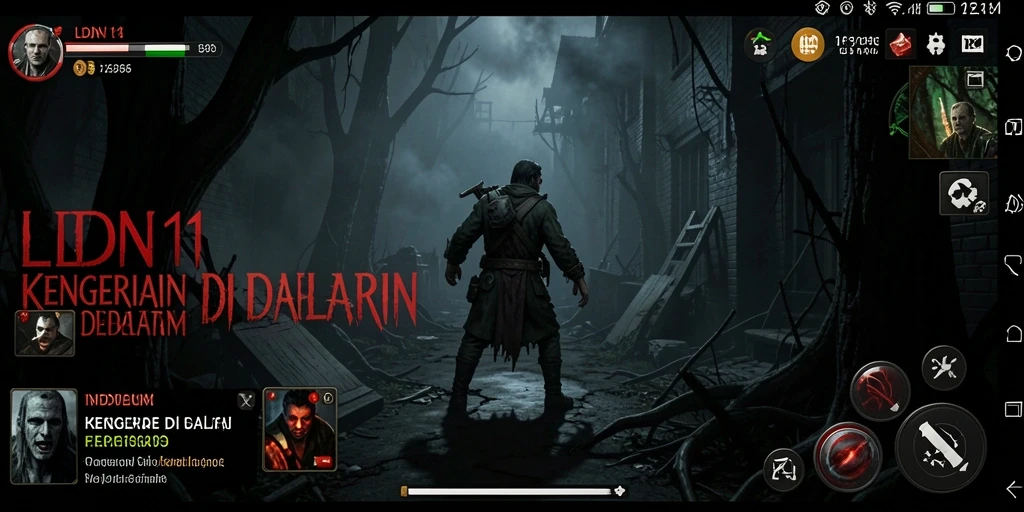 Screenshot gameplay LDN11 dengan suasana horror yang mencekam.