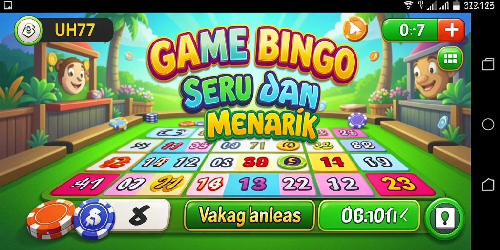 Tampilan gameplay seru UH77 dengan suasana Bingo yang menyenangkan.
